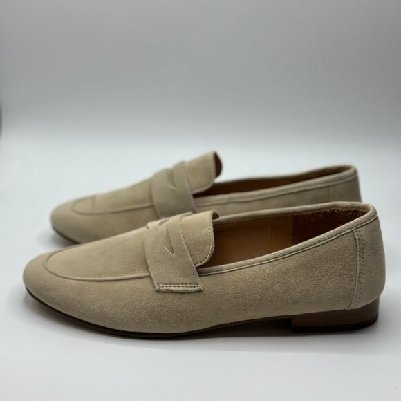 Quince Women's Italian Suede Penny Loafer in Almond Color Size 8 - Picture 3 of 9